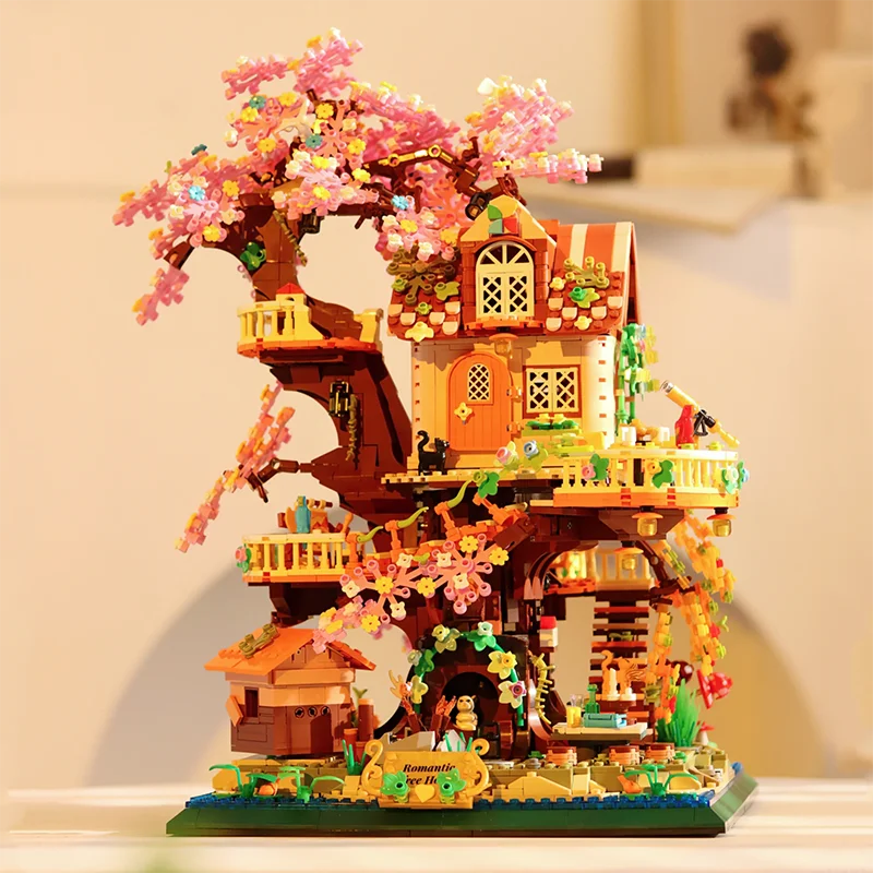 

2In1 Tree House Building Block City Street View Miniature Assembled Home Decor Brick Children's Toys for Kids Christmas Gifts