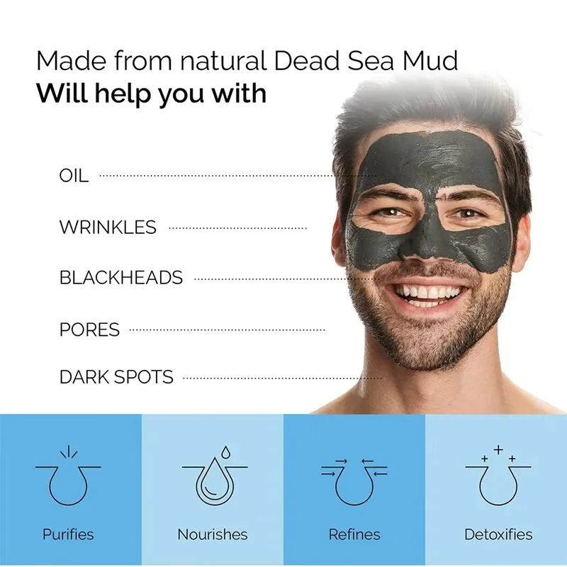 Face Cleansing Mud Mask, Deep Cleansing Pore-tightening Blackhead-removing Acne-removing Exfoliating Mud Mask Brighten Skin 100g