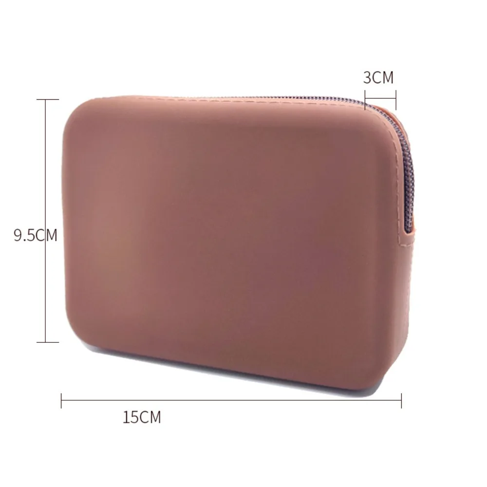 Rectangle Silicone Cosmetic Bag Portable Solid Color waterproof Stationery Bag High Capacity Small Item Bag Women