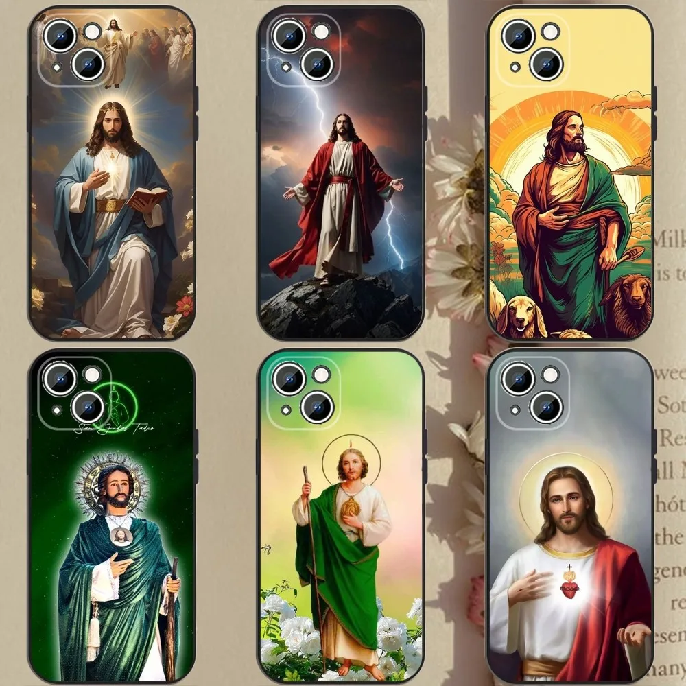 San Judas Tadeo Phone Case Phone Case For Apple iPhone 15,14,13,12,11,XS,XR,X,8,7,Pro,Max,Plus,mini Silicone Black Cover