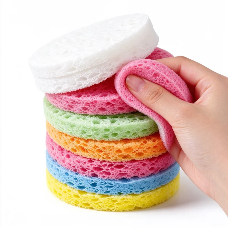 Compress Face Wash Puff Natural Wood Pulp Sponge Portable Daily Cleansing Makeup Removal Dishwashing Sponge for Travel Home
