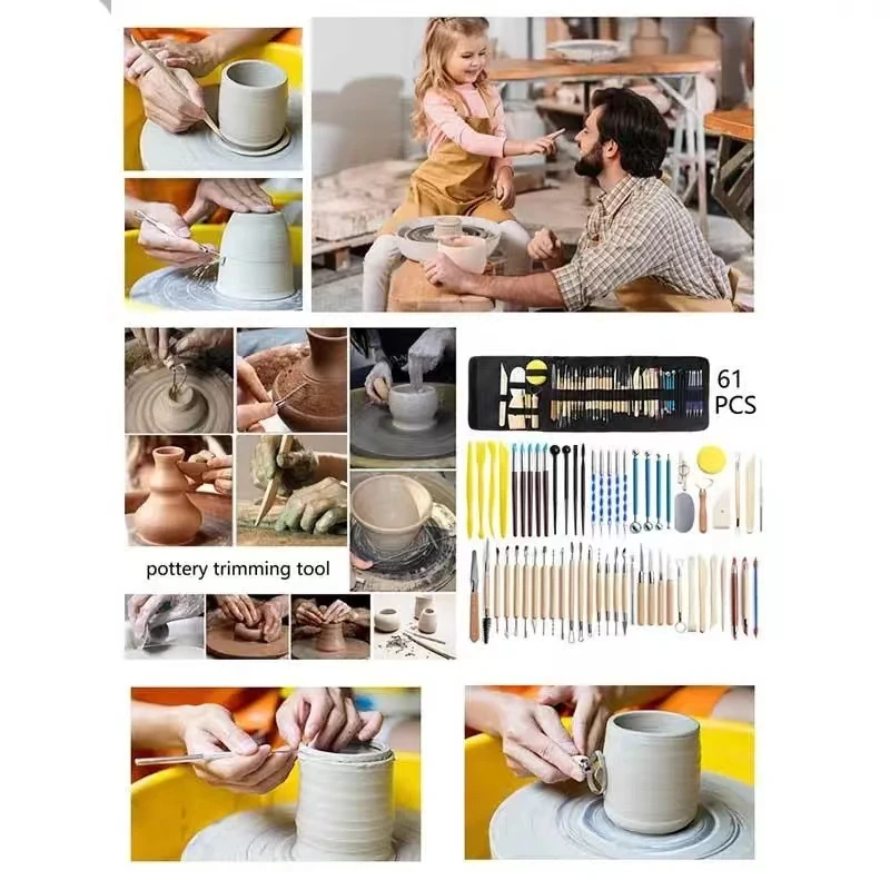 Pottery Clay Sculpting Tool Set Smoothing Wax Carving 5-61Pcs Ceramic Tools Polymer Shapers Modeling Carved Sculpture tool Kit