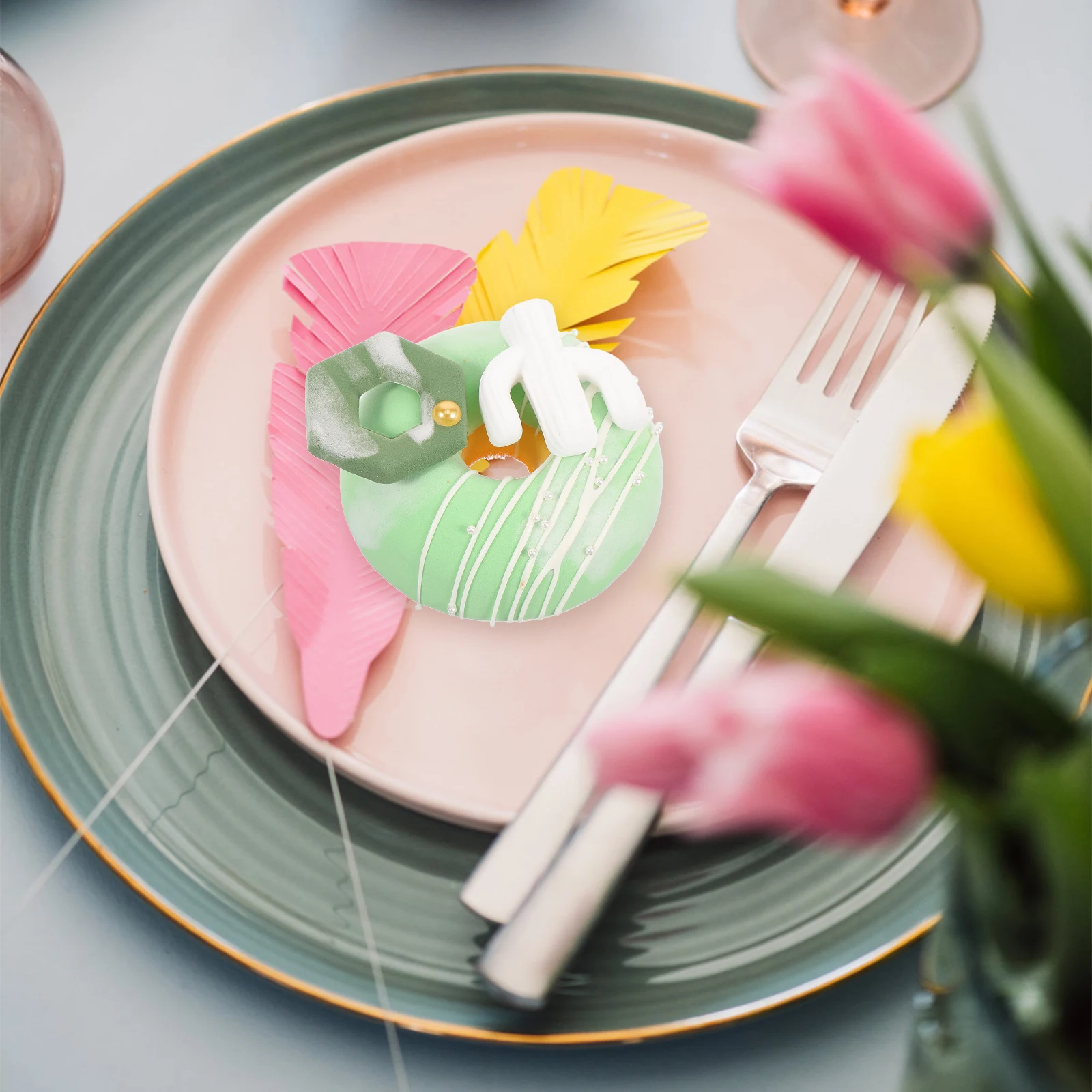 

Realistic Doughnut Simulation Cake Decor Artificial Dessert For Photo Prop Diy Decoration Fake Cactus Donuts