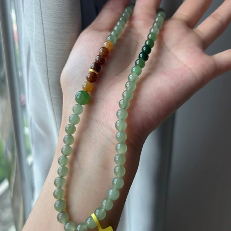 Gradual Bracelet Necklace Natural Hotan Jade Duobao Double-Circle 6MM Beads String Simple Personality Retro Men Women Gift