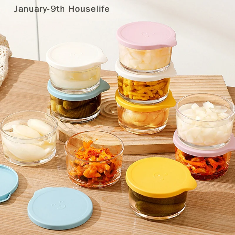 

Microwave Safe Round Food Storage Container High Borosilicate Glass Pickle Sealed Jar Refrigerator Fruit Vegetable Storage Jar