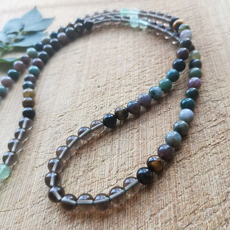 Jewelry,Necklace,8mm Beaded Necklace,Mala,Crystal Necklace,108 Mala Beads,Green Yoga Jewelry Indian Onyx,Obsidian,Fluorite,Tiger