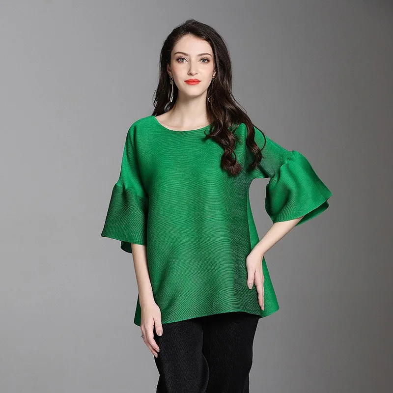 Los Basic Sle ort Sve T-shirt Dames Bell Sve Pure Color Casual Faion Polyester Stof Busin Homewear