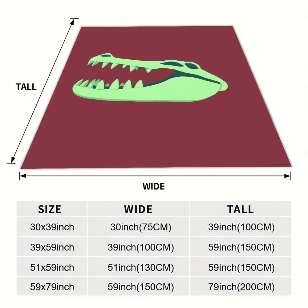 Crocodile Head Cartoon Throw Blanket Fun Animal Design for Living Room Decor Gift for Kids PlayfulStyle40x50