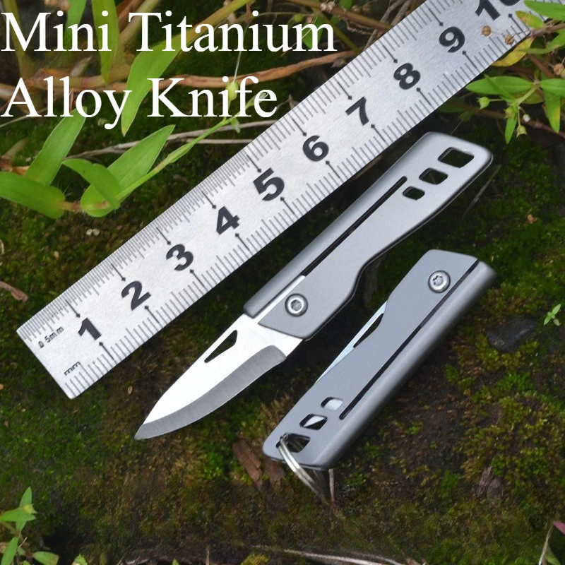 

New Mini Portable Titanium Alloy Knife Creative Folding Knife Keychain Outdoor Camping EDC Tool