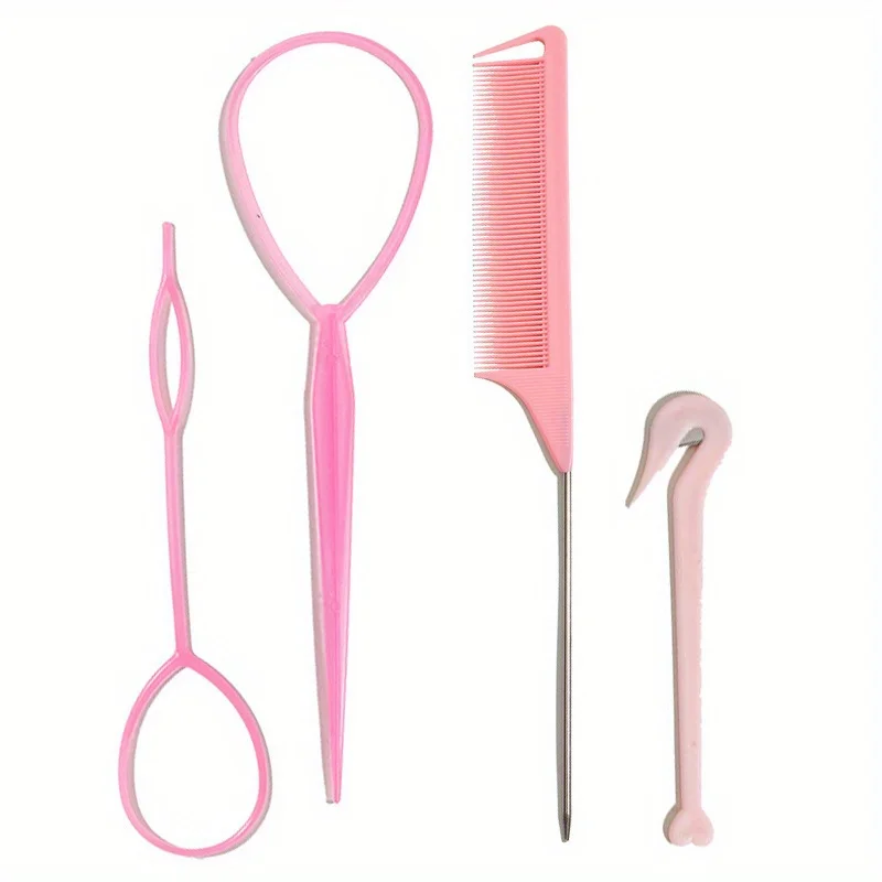 4/5 stks/set Haarlus Tool Set 2 stks Franse Vlecht Tool Loop 1 st Rat Staart Kam 1 st Elastisch Haar Elastiekjes Remover Cutter