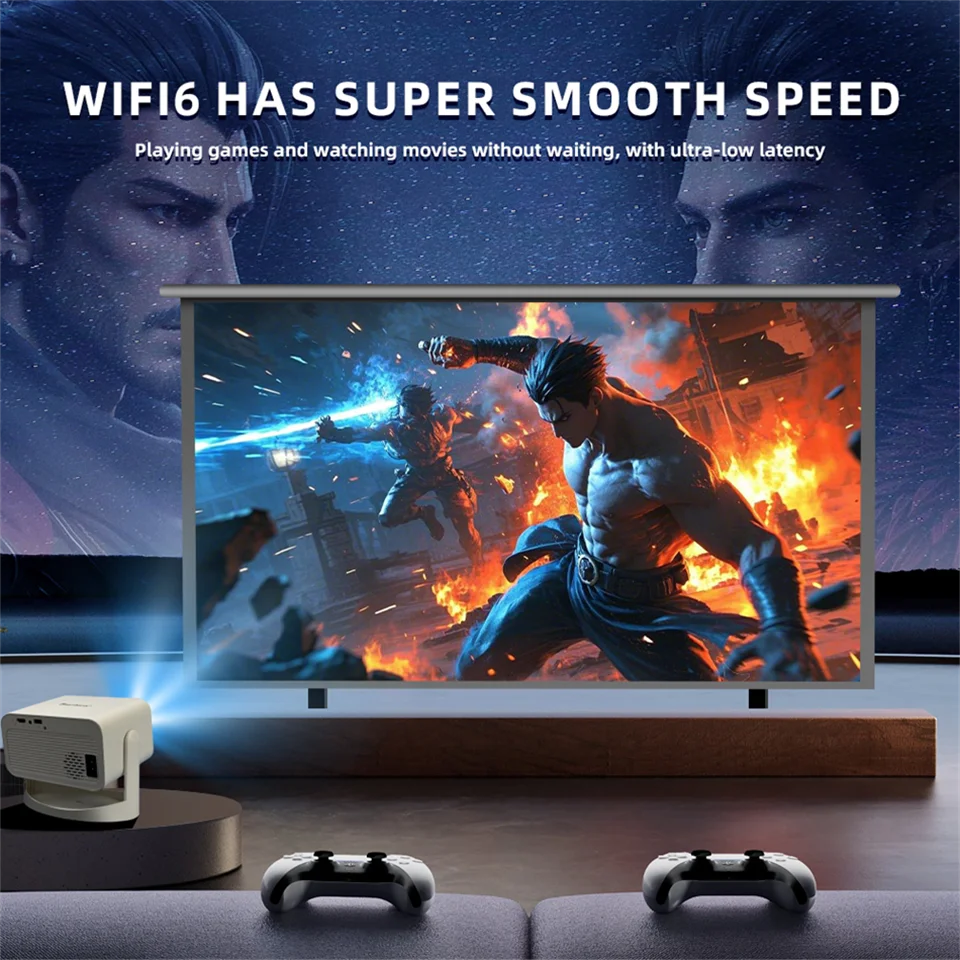 جهاز عرض HT23 Plus Android 11 350ANSI بتركيز تلقائي أصلي 1080P يدعم 4K مع Wifi6 BT5.0 1 + 8G جهاز عرض خارجي محمول للفيلم