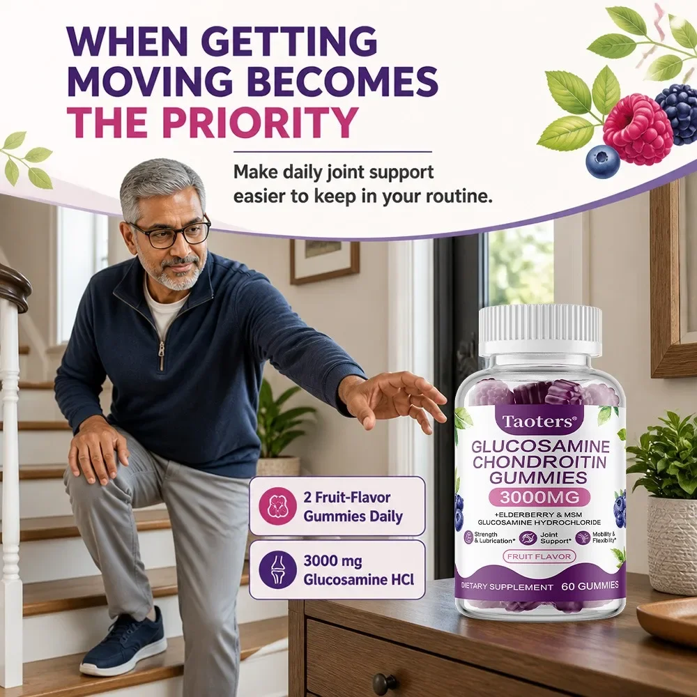 Glucosamine Chondroitin Gummies - Bones Joints Supplements, Joints Cartilage Health, Muscle & Nerve Pain