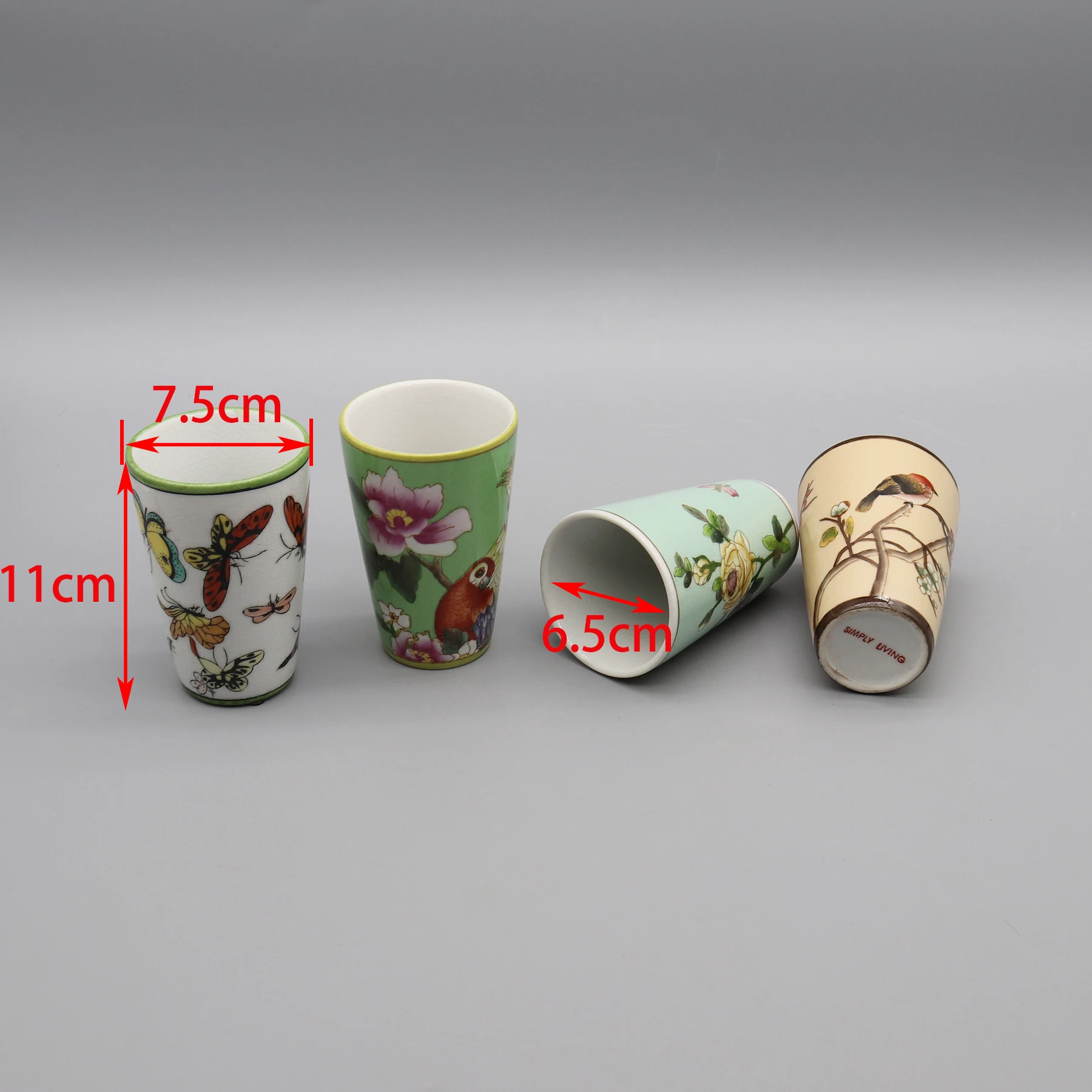 Hand Painted Brush Holder, Ceramic Cup, Bathroom Accessory