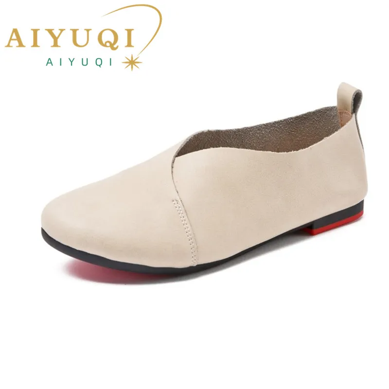 AIYUQI Women\'s Shoes Genuine Leather 2024 New Flat Comfortable Large Size 43 Ladies Shoes 7 Color Non-slip Mother Shoes