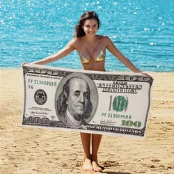 1pc Giant Dollar Print Beach Towels - Super Absorbent, Oversized Blanket for Men & Women - Stylish Summer Essential