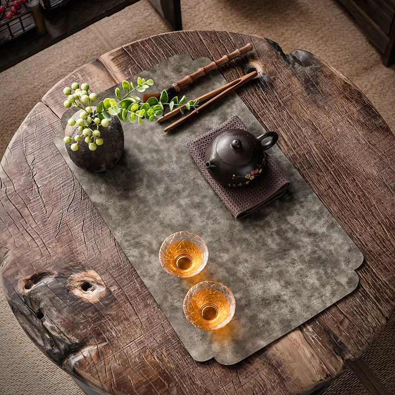 Double-Sided Leather Tea Mat Dry Pour Seat Table Mat Household Waterproof Coffee Table Tablecloth Zen Table Runner Tea Towel