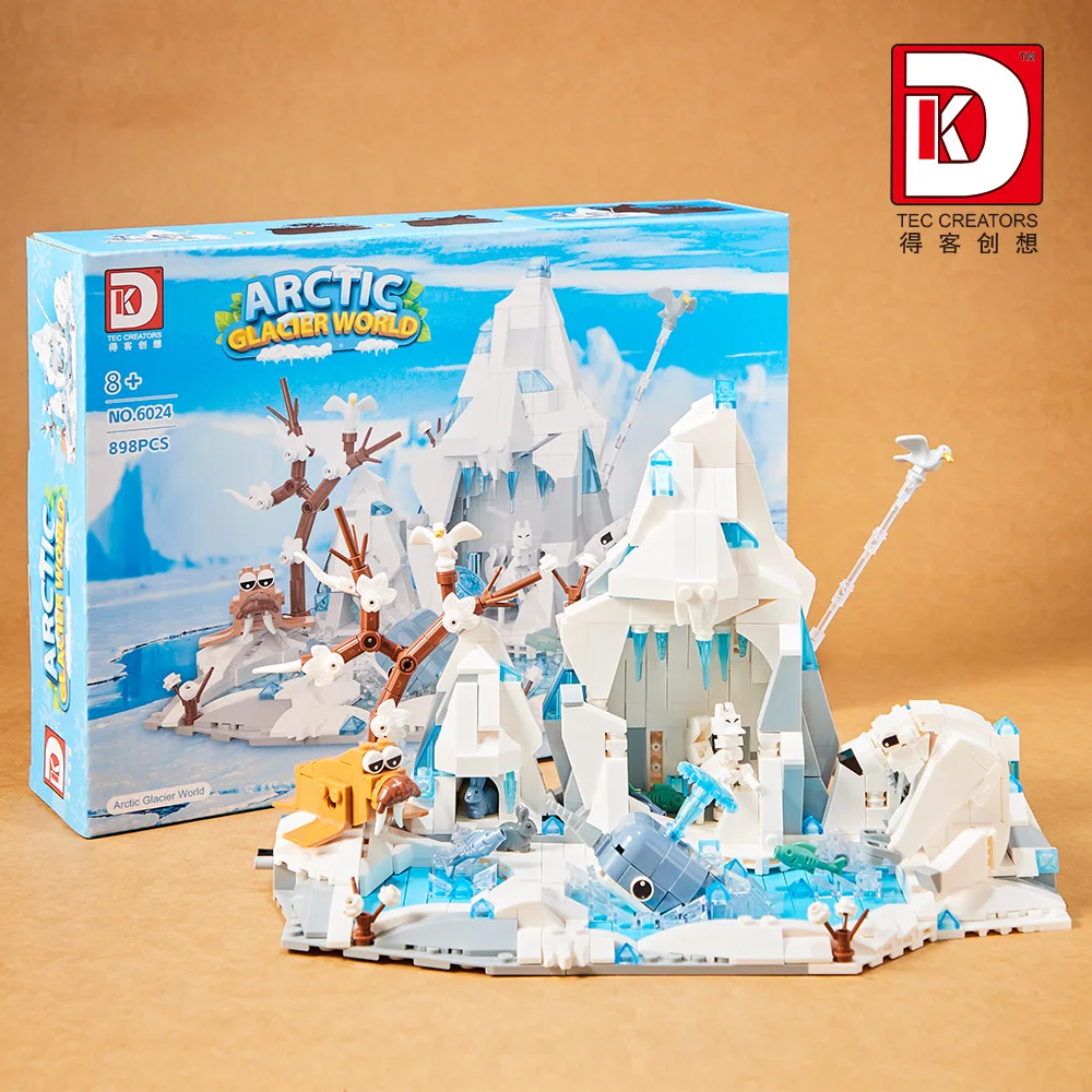 CLassic Ice Age Building Blocks Arctic Glacier World with Polar Bear Arctic Fox Snow Model Mammoth Assembling Brick Toy Gift