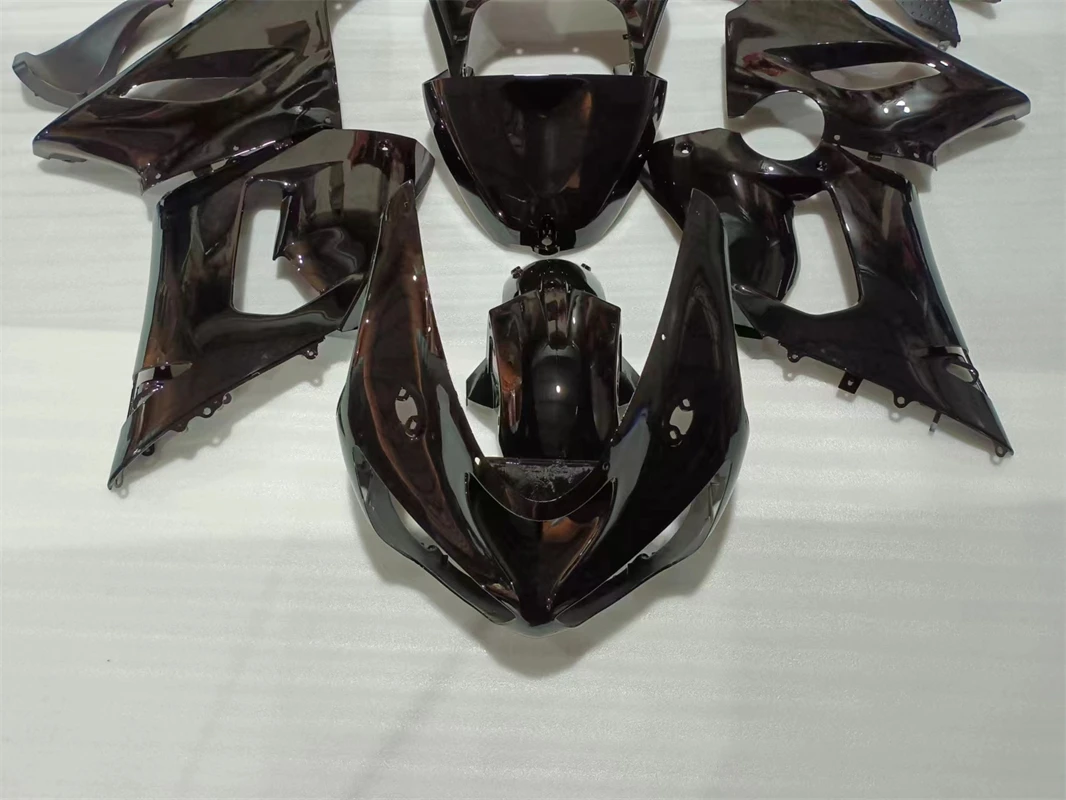 Body kits for Kawasaki ZX6R fairing kits 2005 2006 all glossy black plastic fairing kits set 05 06 Ninja 636 fairings