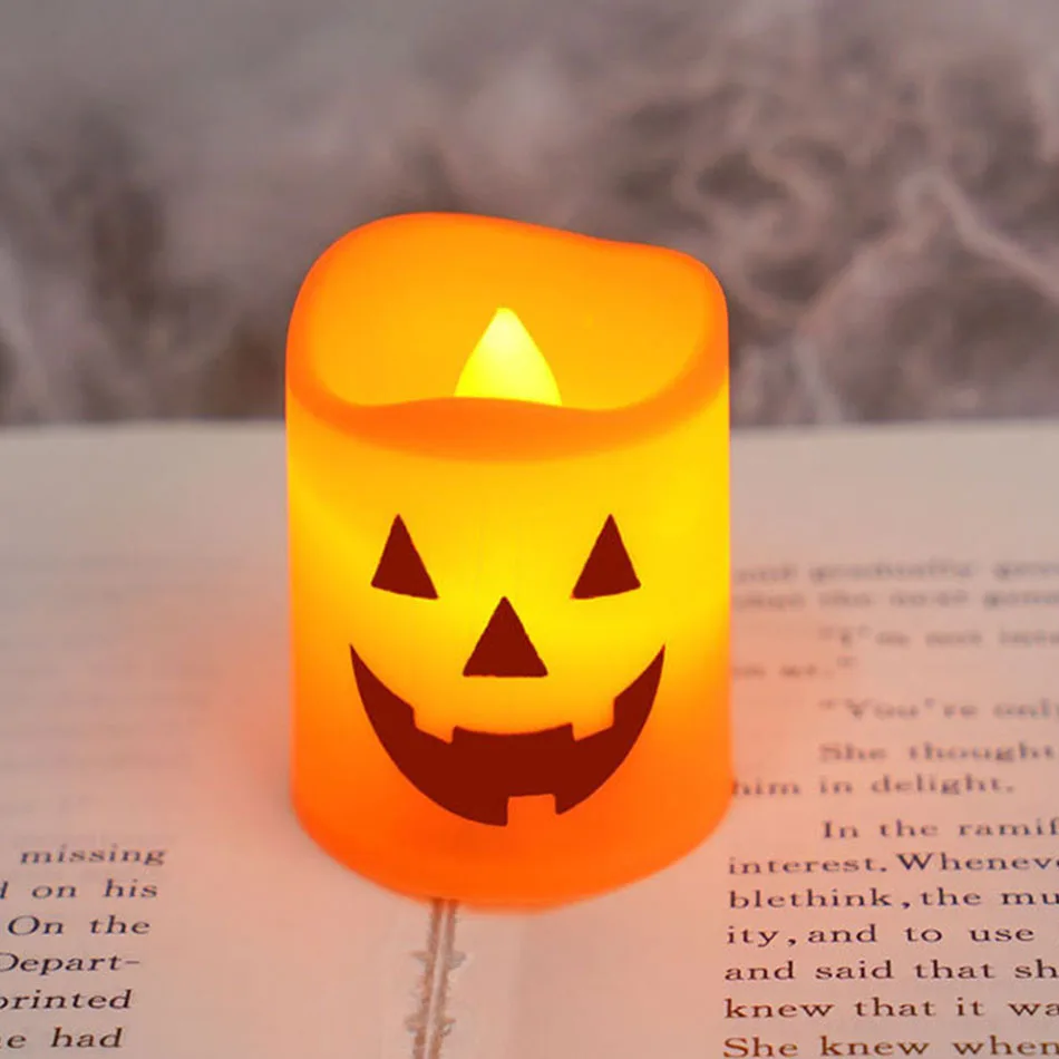 6PCS Halloween Pumpkin Candle Lights Led Electronic Candle Lights Table Garden Decorations Night Lights Halloween Decorations