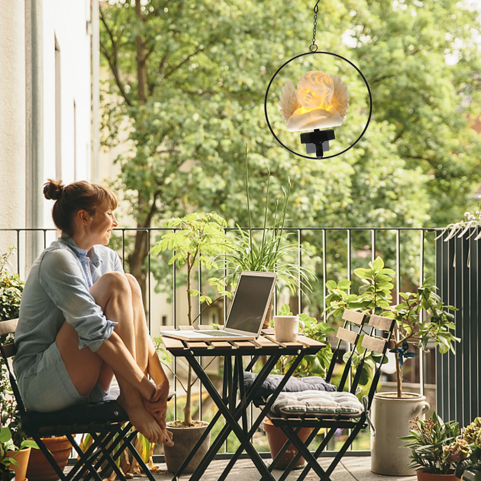 Solar Angel Light Hanging Garden Solar Lamp Outdoor Decorative LED Light with High Efficiency Polysilicon Panel for Yard