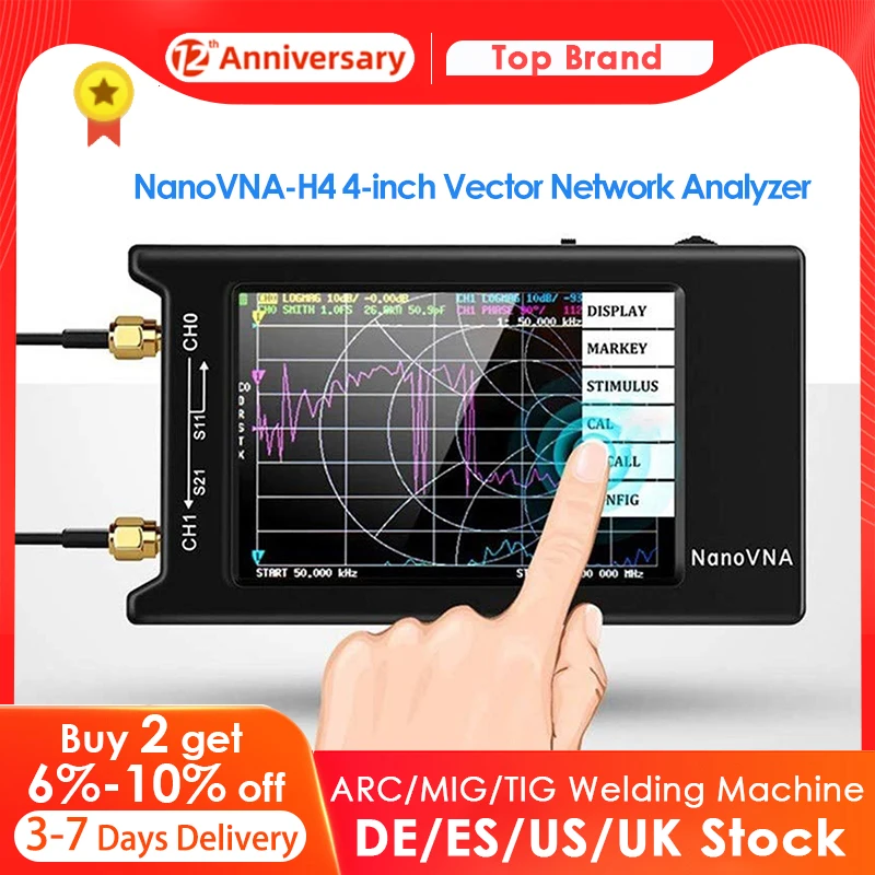 

NanoVNA-H4 Vector Network Analyzer 4.0inch LCD Touchscreen 10KHz-1.5GHz Antenna Analyzer Measuring Shortwave MF HF VHF UHF UHF