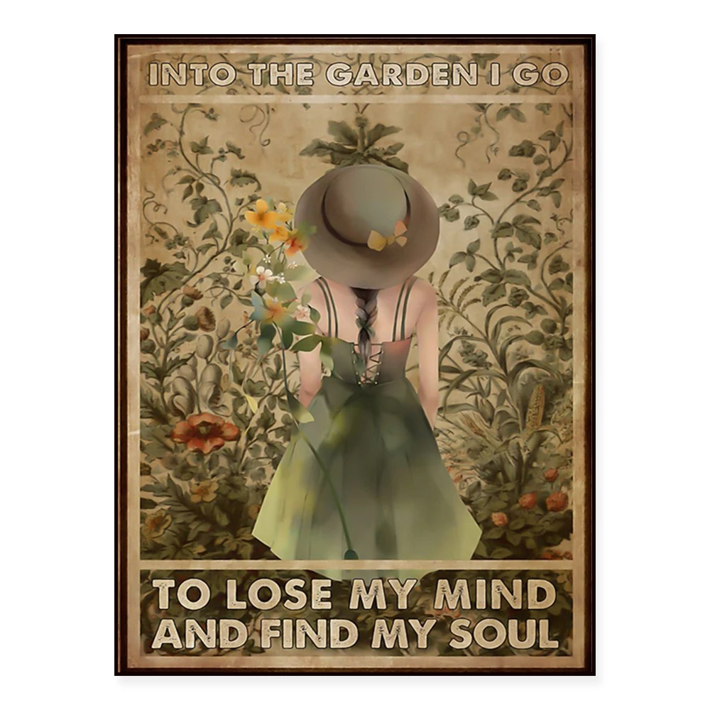 In the garden, I will lose my mind and find my soul poster, gardening poster, garden woman poster, plant lover poster, home deco