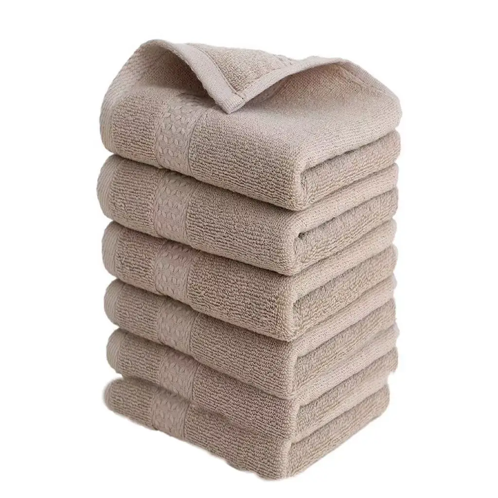 30X 50cm Pure Cotton Plain Towels, Pack of 6, Super Absorbent and Soft Face Towels for Home Use
