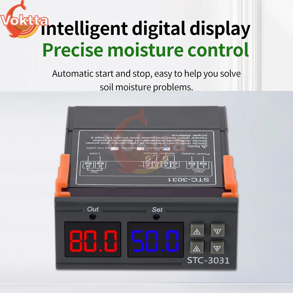 STC-3031 LED regolatore di umidità digitale doppio sensore regolatore di umidità del suolo termoregolatore di umidità relè DC12V/24V AC220V