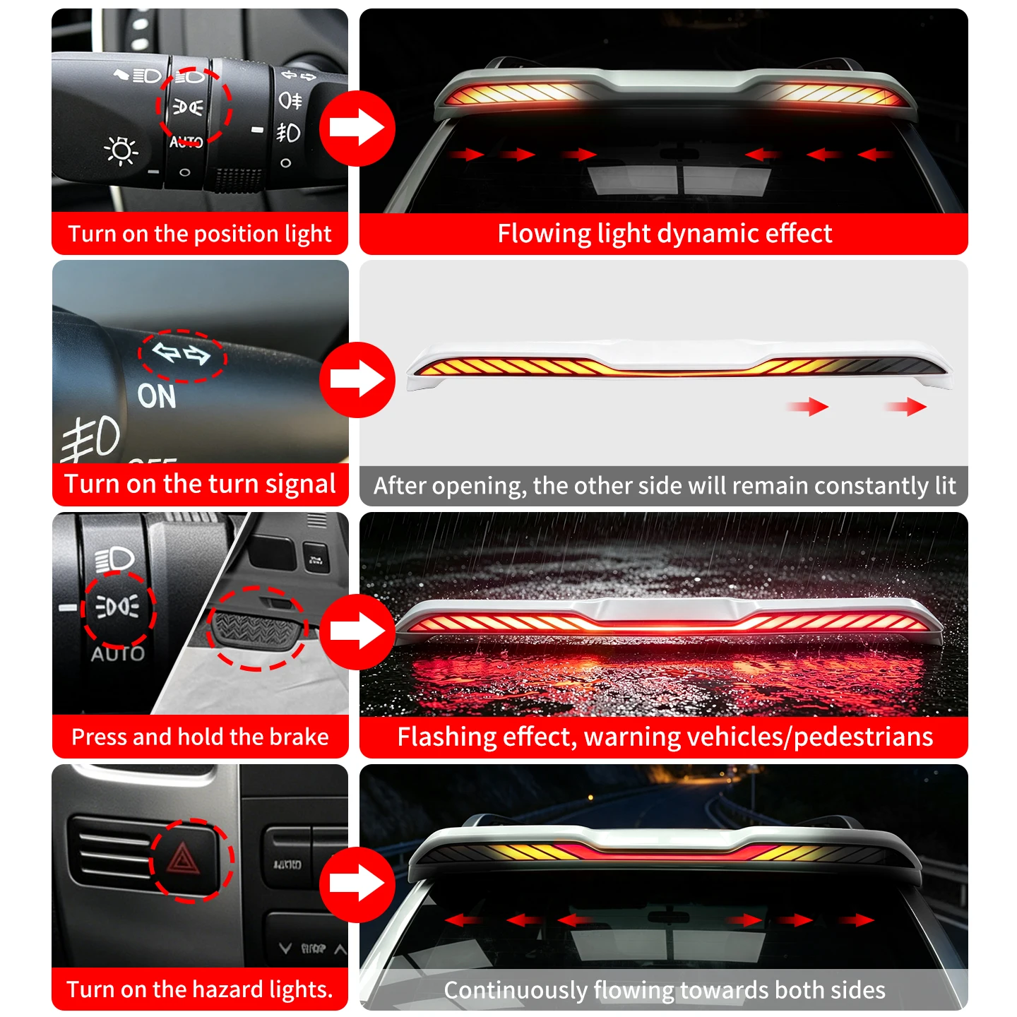 For Toyota Land Cruiser Prado LC120 J120 2003-2009 LED Rear Spoiler Wing Dynamic Blink Turn Signal Exterior Accessories