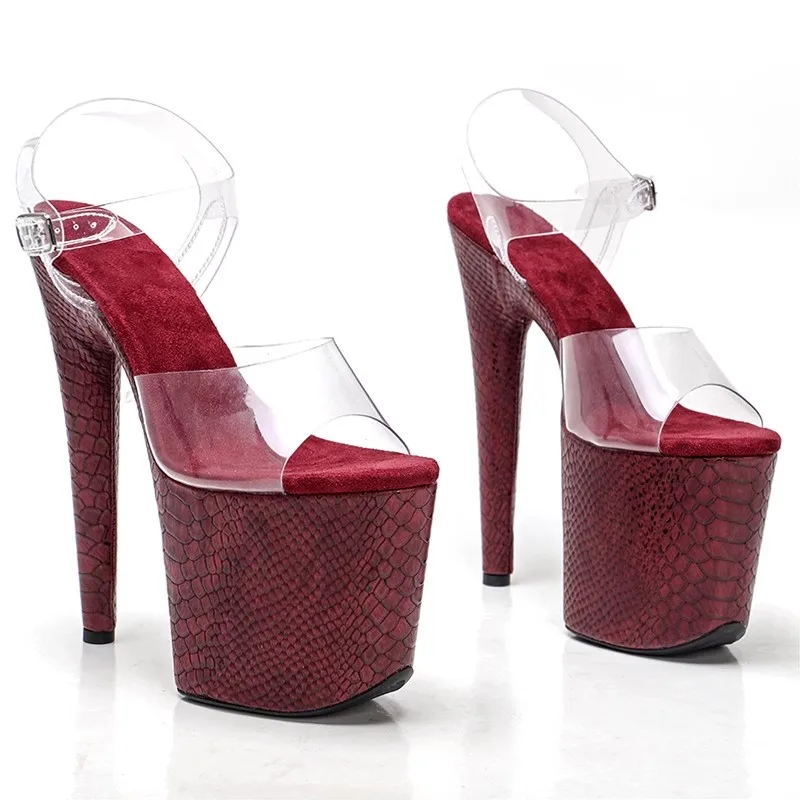 Women New 20CM/8inches PVC Upper Sexy Exotic High Heel Platform Party Sandals Pole Dance Shoes Model Shows Sandals 209