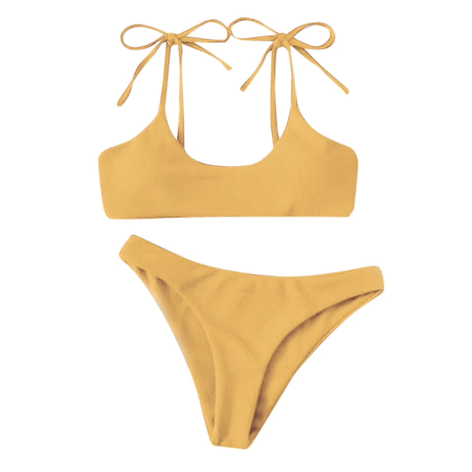 固体女性のビキニセットハイウエストツーピース水着おなかコントロール水着スパゲッティストラップタンキニセットビーチウェアモノキニ