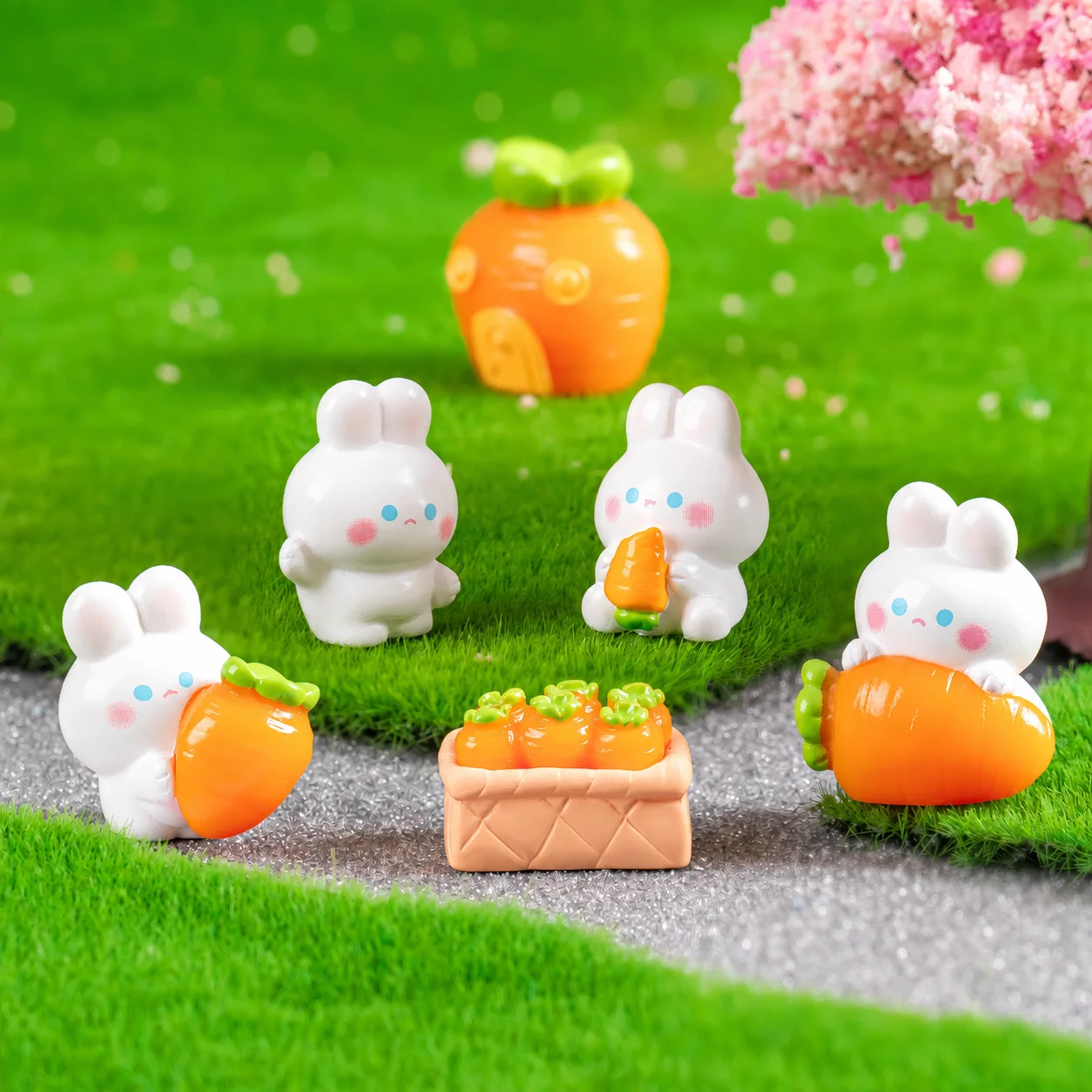 Rabbit Carrot Room Cute Rabbit Gardening Resin Jewelry Accessories Rabbit Year Ornament Micro Landscape Cute Animal Cartoon