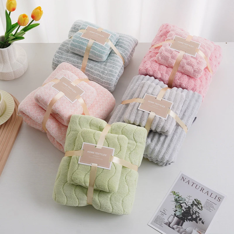 Coral Velvet Towel Bath Towel Set Thickened Absorbent Towel Cover Product Face Wash Towel