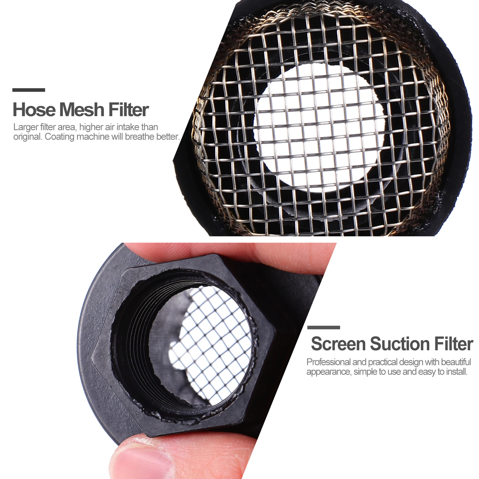 

2Pcs Airless Paint Sprayer Inlet Strainer Hose Mesh Filter Steel Screen Filter for Dust Prevention and Efficient Spray Effect