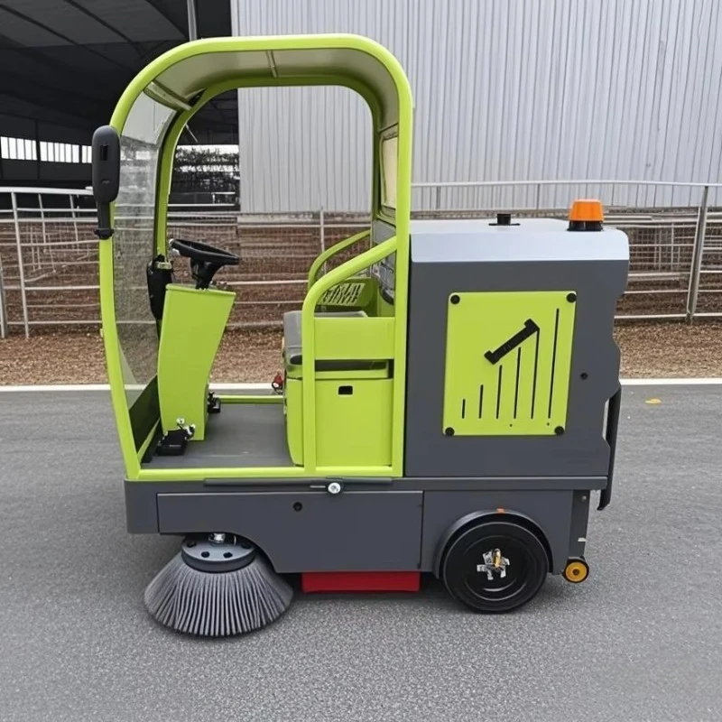 เครื่องกวาดถนนไฟฟ้าแบบกะทัดรัด ทนทาน รุ่นใหม่แบบกึ่งปิด สำหรับโกดังและสวนสาธารณะเชิงพาณิชย์