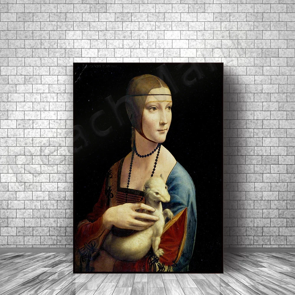 Lady With an Ermine-Leonardo Da Vinci, masterpiece classic art print, home office decoration poster