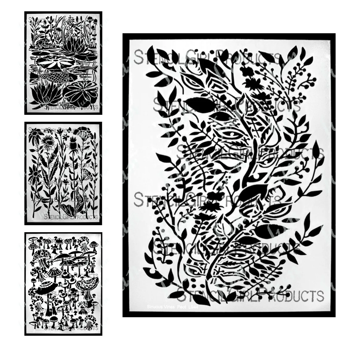 

Drawing Layered Stencils Handmade Diy Scrapbooking Decoration Coloring Embossed Folder Photo Album Marsh Flowers Mushrooms Craft