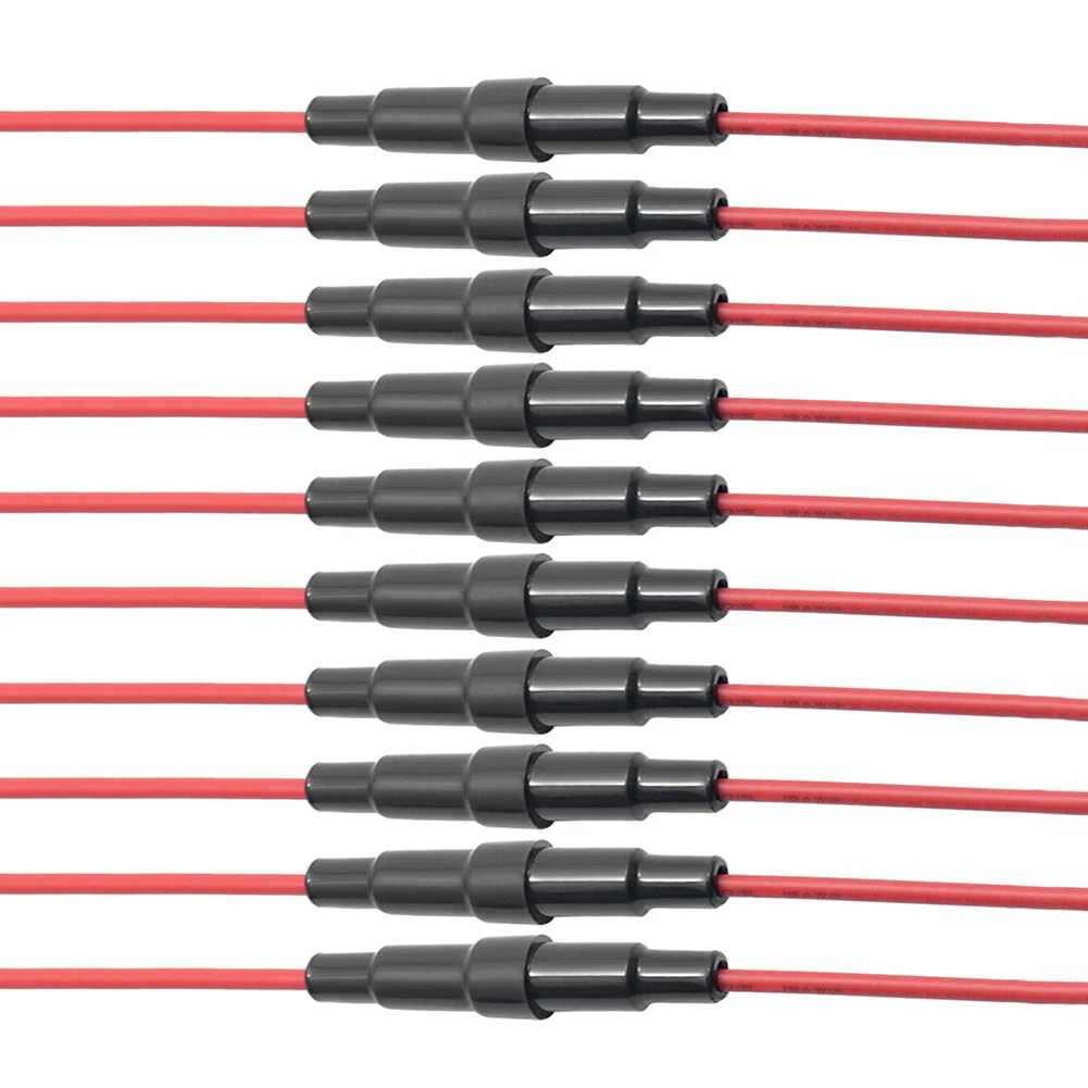 10pcs Quick Impact Glass Fuse Holder 22AWG Glass Tube Fuse Holder 5x20mm/6x30mm Fuse Holder Preventing Short Circuits Auto Parts