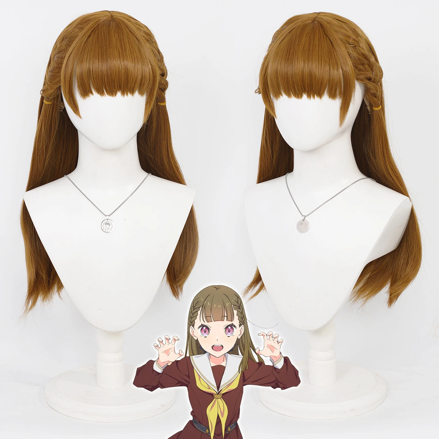 

Cosplay Wig Love Live! Superstar!! Anime Wig Kachimachi Kosuzu Long Straight Brown Game Role-Play Anime Synthetic Wig for Anime