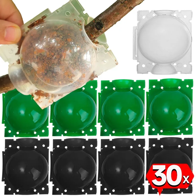 5/30Pcs Air Layering Propagation Kit Plant Rooting Ball Reusable Grafting Pod High Pressure Root Growing Box with Automatic Lock