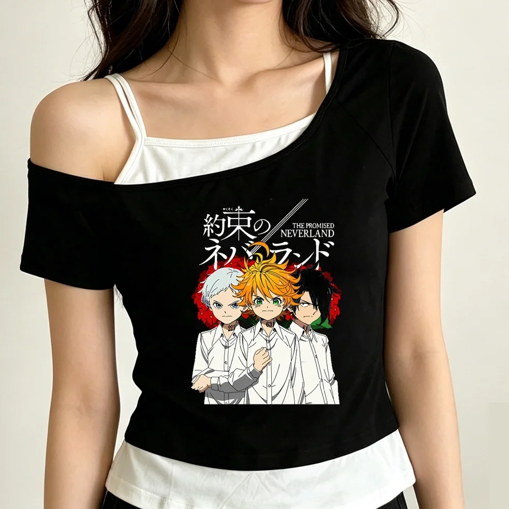 the Promised Neverland crop top women 2000s manga japan clearance sales scene  t shirt harajuku cutecore anime manga emo