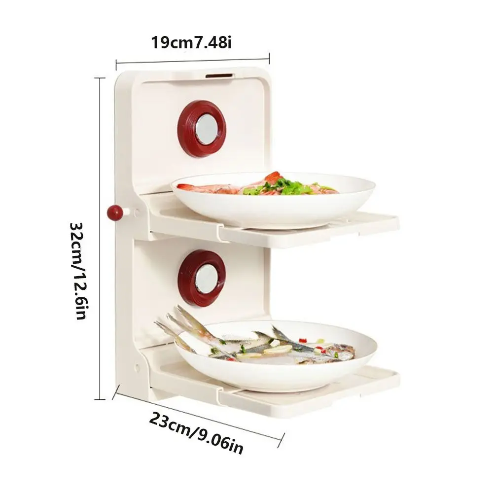Multi-layer Food Preparation Rack Suction Cup Type No Punching Folding Seasoning Rack Space Saving Wall Mounted