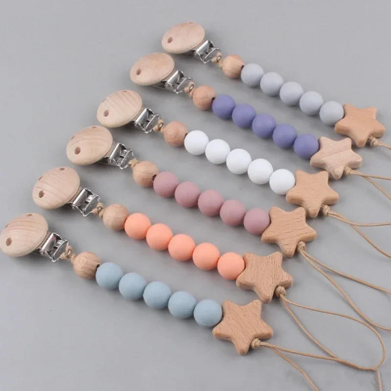 Pacifier Clips Chain Silicone Beads BPA Free DIY Dummy Clip Holder Soother Chains Baby Teething Toys Chew Gifts