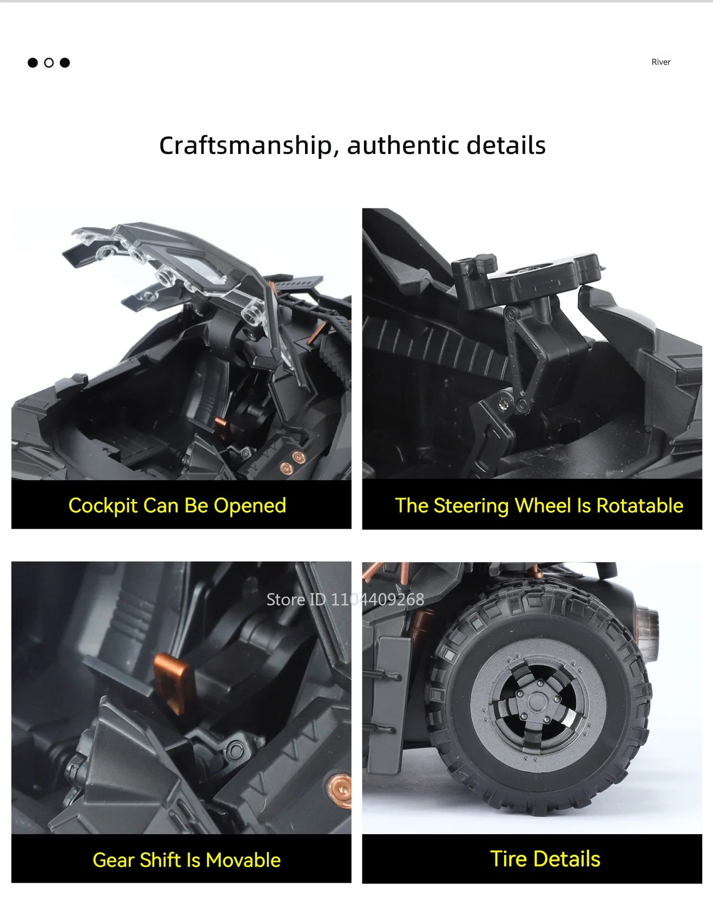 1:24 Batmobil Bolide Auto Modell Spielzeug Türen Geöffnet Stoßdämpfung Spray Sportwagen Modelle Sound Licht Spielzeug Geschenke für Jungen – Detail 11