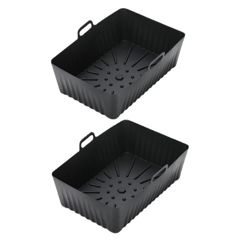 2Pieces Silicone Mould for Hot Air Fryer Rectangular Air Fryer Silicone Baking Mould Air Fryer Basket Accessories