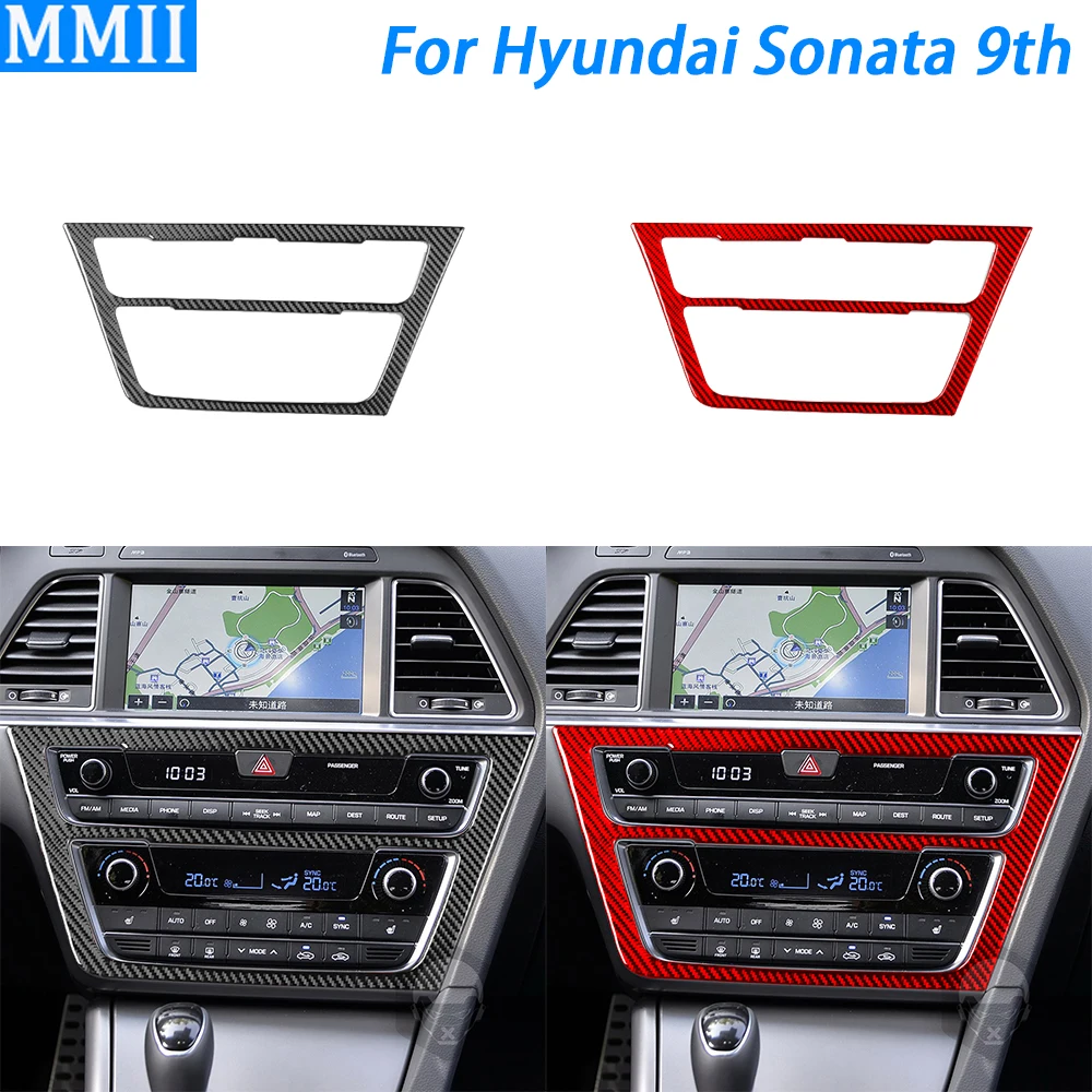 

For Hyundai Sonata 9th 2015-2017 Accessories Carbon Fiber Center Console Radio CD AC Panel Cover Car Interior Decoration Sticker