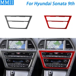 For Hyundai Sonata 9th 2015-2017 Accessories Carbon Fiber Center Console Radio CD AC Panel Cover Car Interior Decoration Sticker