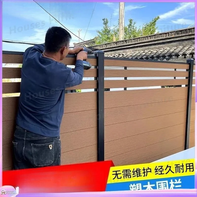 For WPC Fence Outdoor Garden Privacy Screen Composite Wood Fencing Panels Anti Corrosion Decking Wall Cladding Board Yard