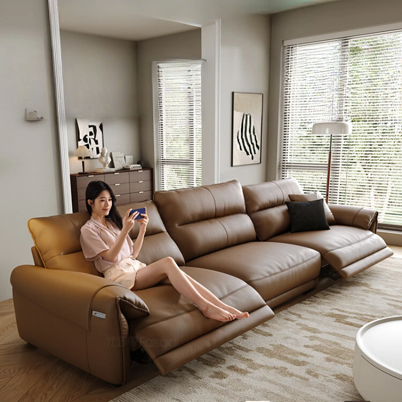 

Electric Convertible Sofa Automatic Extendable Sleeper Living Room Couch Chaise Foldable Leather Divano Letto Home Furniture