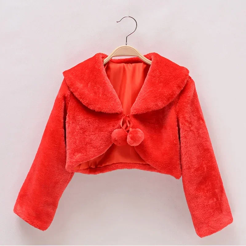 Paired with Long Sleeved Girls' Cloak for Autumn and WinterCross Border New Children's Fur Shawl Jacket for Performance Dress